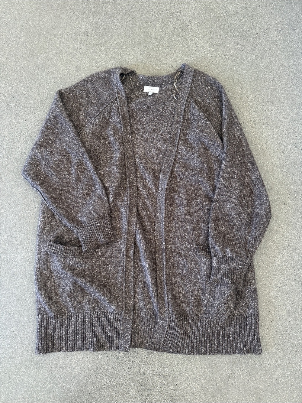 Lucky Brand Heathered Brown Open-Front Cardigan
